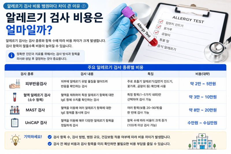 알레르기 검사 비용 병원마다 차이 큰 이유