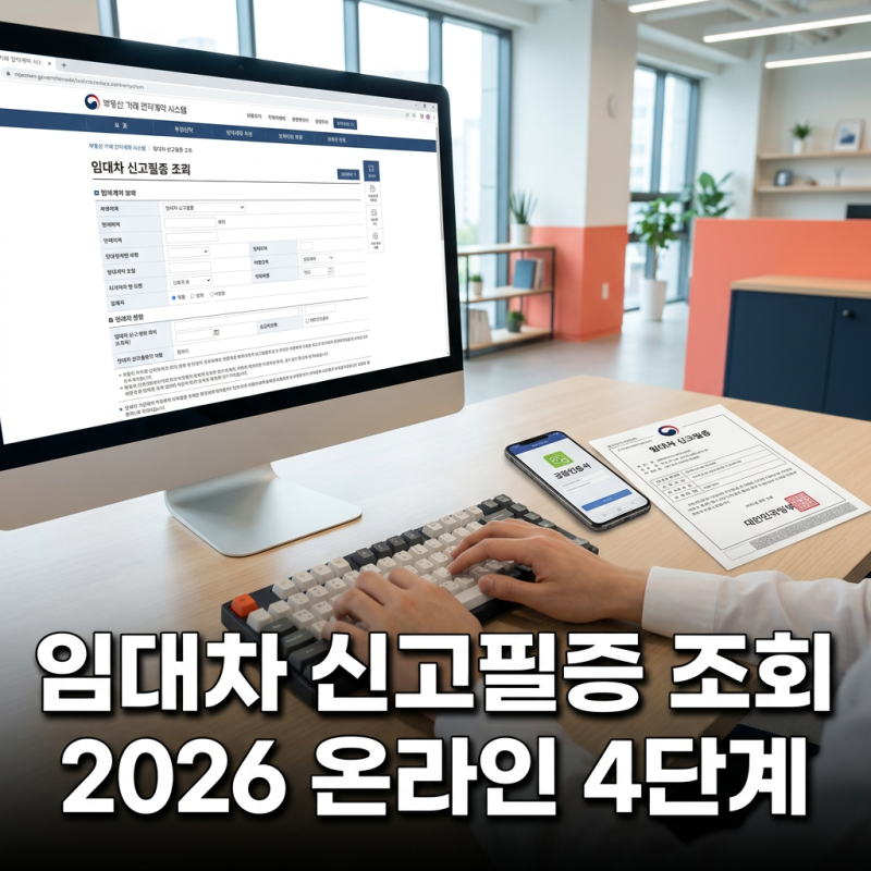 임대차 신고필증 조회 방법 2026, 온라인 4단계 순서