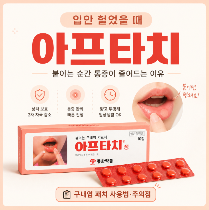 입안 헐었을 때 아프타치, 붙이는 순간 통증이 사라지는 이유