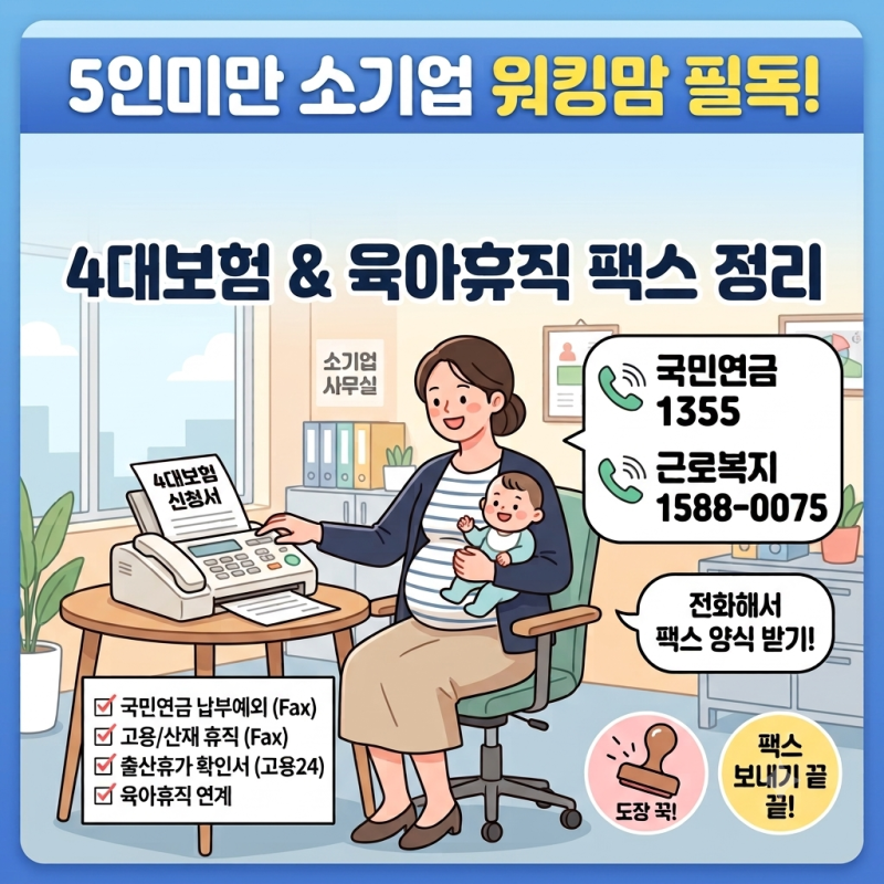 5인 미만 소기업 출산휴가, 육아휴직 시 4대보험 관련 신청해야 할 일(팩스로 직접 해본 후기)