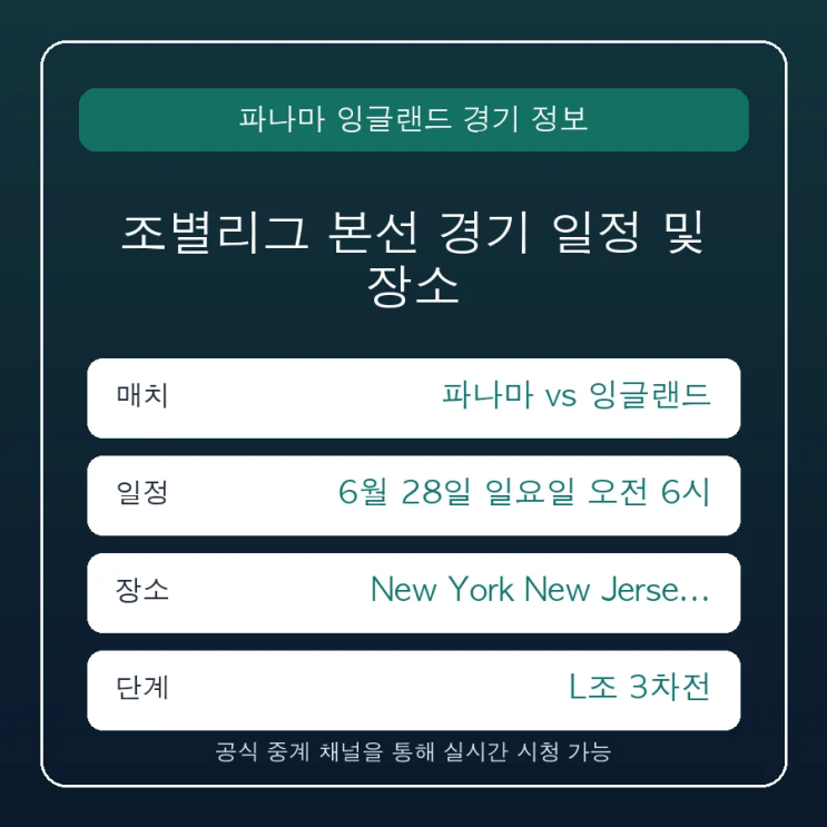 <b>파나마 잉글랜드</b> 중계 일정 경기 시간 및 실시간 중계 편성... 