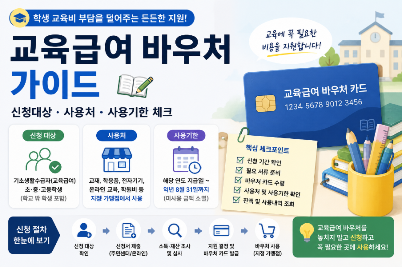 교육급여 바우처 가이드｜신청대상·사용처·사용기한 체크