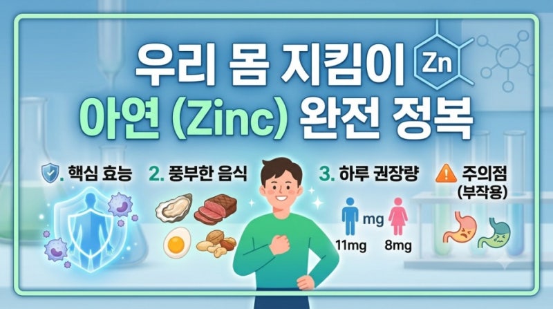 아연 효능과 부작용, 하루 권장량, 풍부한 음식 총정리