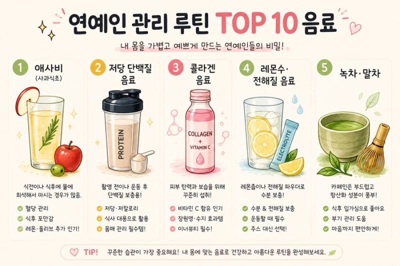 [리뷰] 연예인들이 맨날 마시는 관리 음료 TOP 10! 애사비·레몬즙·콤부차 추천 비교