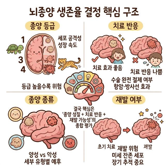 뇌종양 생존율 총정리｜종류별 예후와 치료 반응이 결정하는 실제 의미
