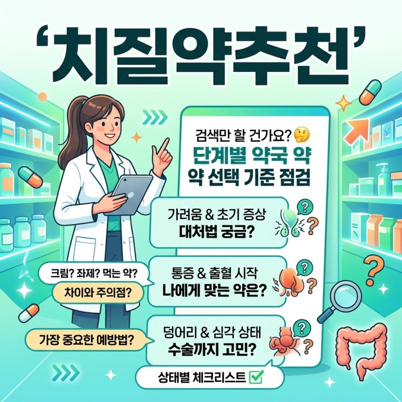 치질약추천 검색하기 전 상태 단계별 약국 약 선택 기준과 주의점