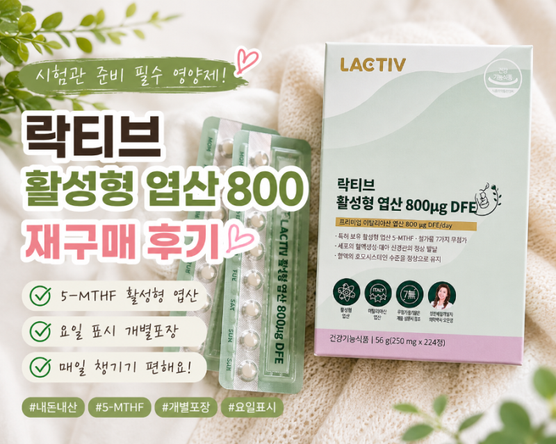 임신 준비 시험관 엽산 추천 락티브 활성형 엽산800 재구매 내돈내산 후기