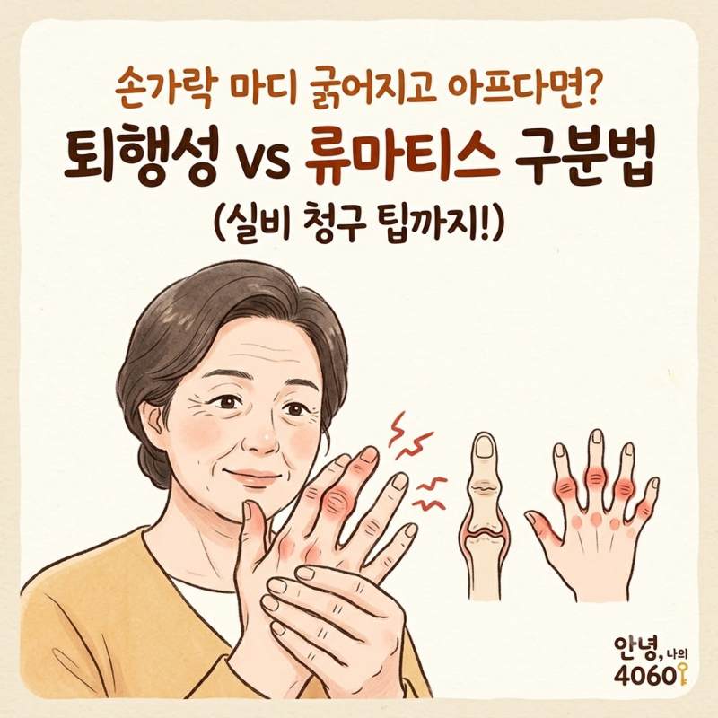 손가락 마디가 굵어지고 아프다면? 퇴행성 손가락 관절염 증상과 류마티스 구분법 (실비 청....