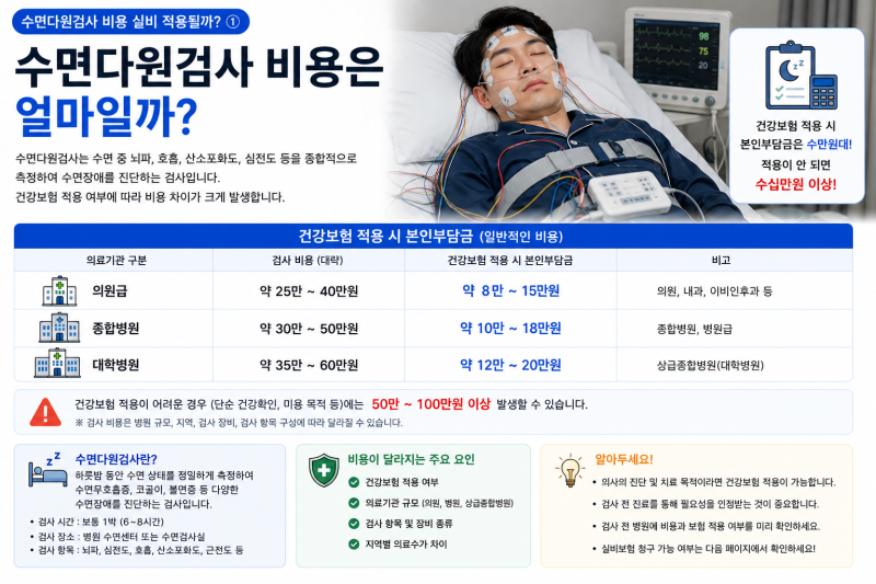 수면다원검사 비용 실비 적용될까? 실제 부담금 정리