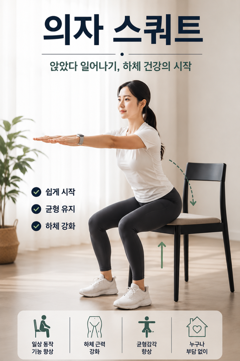 [의자 스쿼트]초보자도 안전하게 시작하는 하체 운동