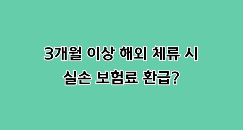 "해외 출장·유학 가 계셨나요? 3개월 이상 해외 체류 시 실손보험료 환급 및 중지 신청하는 ....