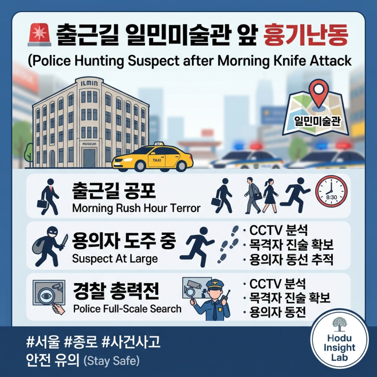 "출근길 한복판이 아수라장"…서울 <b>일민미술관</b> 앞 <b>흉기난동</b>... 