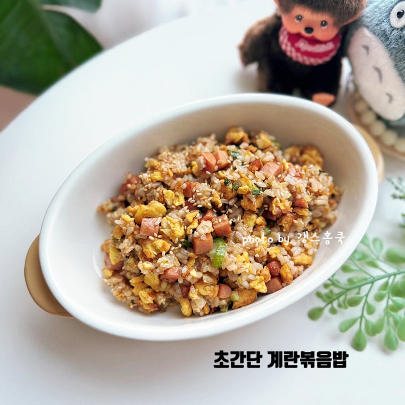 스팸 계란볶음밥 레시피 굴소스 넣고 불맛나게 2인분 만들기