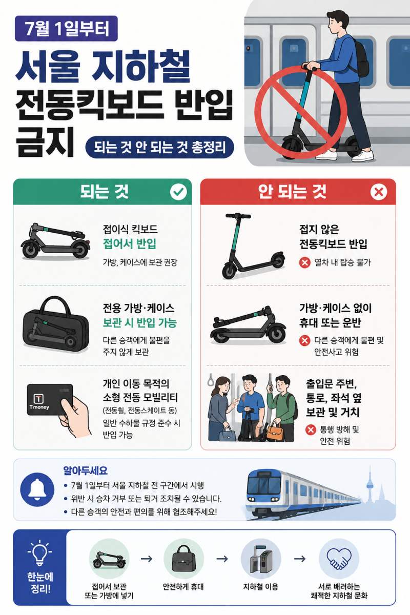 전동킥보드·전기자전거 지하철 반입 금지, 내 보조배터리는 들고 탈 수 있나