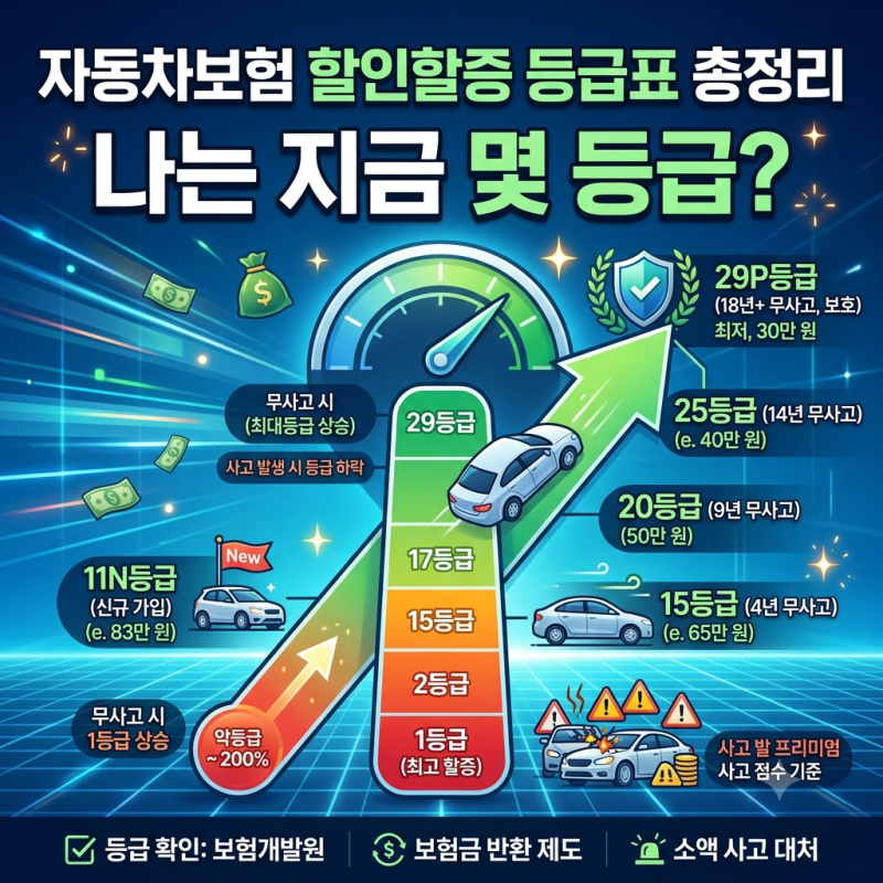 자동차보험 할인할증 등급표 총정리, 나는 지금 몇 등급에 있을까?