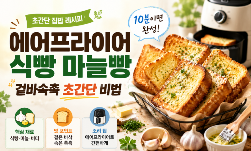 에어프라이어 식빵 마늘빵 레시피: 겉바속촉 완성하는 초간단 비법