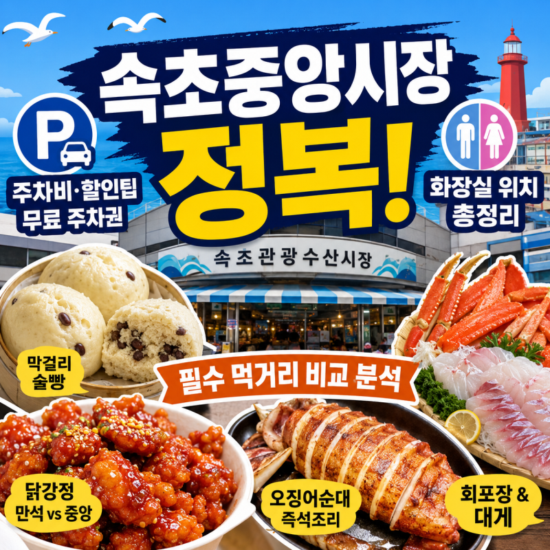 [정보/여행] 속초중앙시장 먹거리 완벽 정복 ㅣ 주차 팁부터 필수 먹거리 투어 동선 동선 (술....