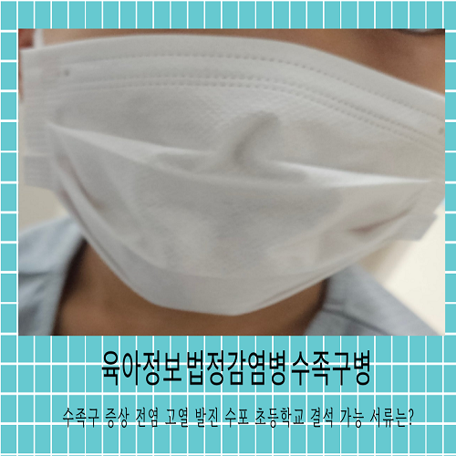 초등학생 1학년 8세 수족구 증상 전염 고열 발진 수포 초등학교 결석 가능 서류는?
