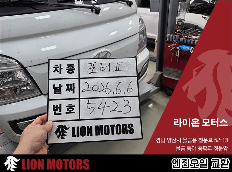 포터2 LPG 터보 엔진오일 교환 | 잔유 제거까지 완벽한 엔진오일 교환 | 양산 라이온모터스