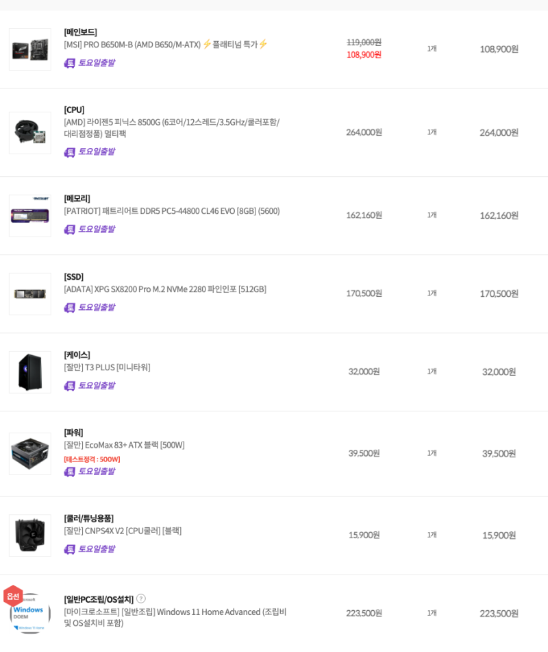 2026년 반도체 대란 속 110만 원대 사무용 PC 견적 정밀 검토 및 팩트체크