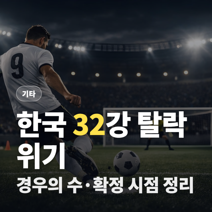 <b>한국 축구</b> 32강 탈락 위기, 진출 <b>경우의 수</b>와 확정 시점 정리