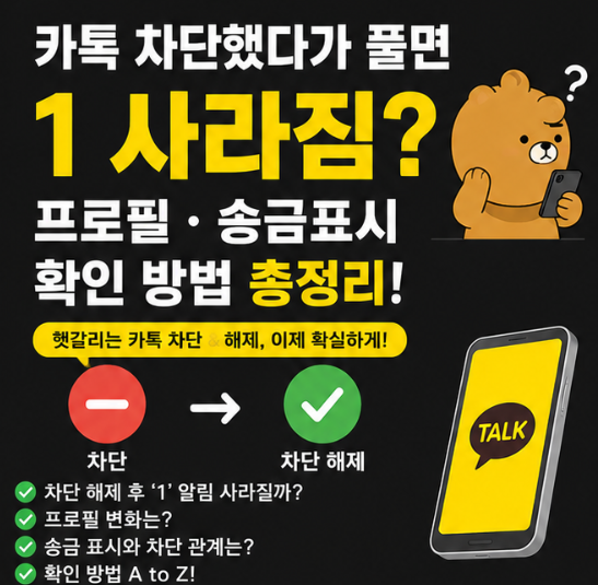 카톡 차단했다가 풀면 1 사라짐? 프로필 송금표시 확인 방법