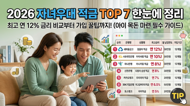 2026년 자녀우대 적금 TOP 7 총정리: 최고 연 12% 금리 비교부터 가입 꿀팁까지! (아이 목돈 마련 ....
