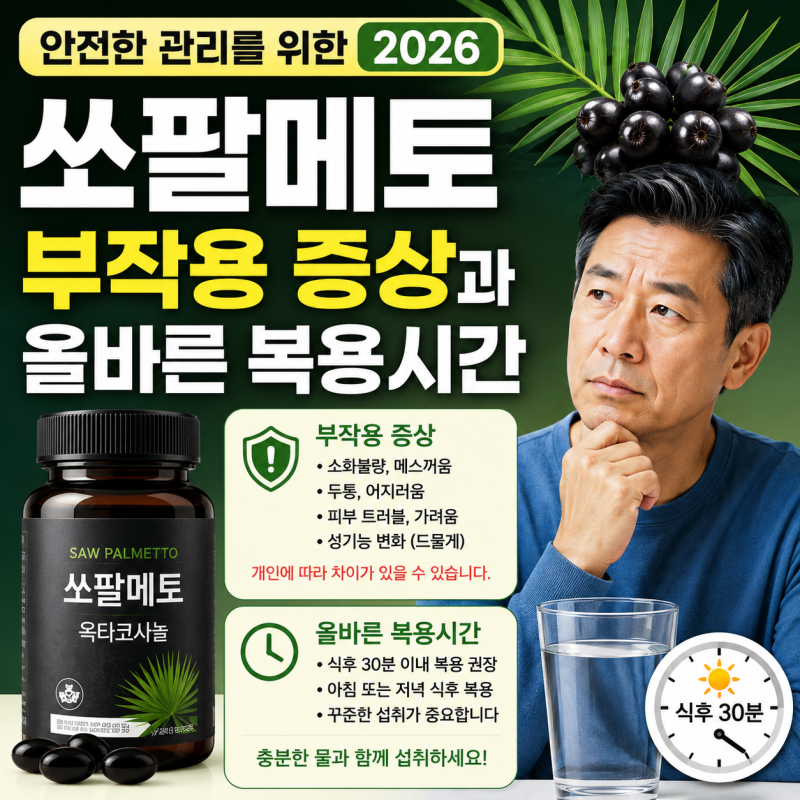 안전한 관리를 위한 2026 쏘팔메토 부작용 증상과 올바른 복용시간