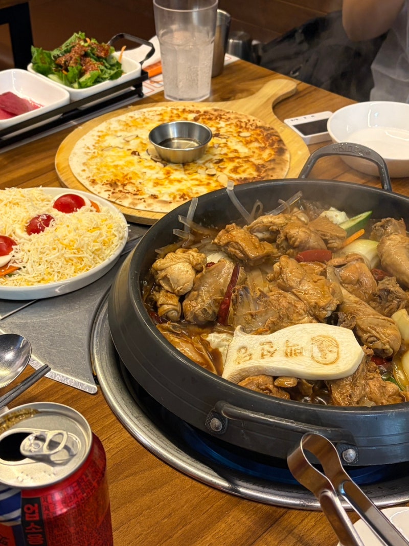 대전 찜닭 맛집 백선당찜닭 대전탄방본점｜백선당찜닭세트(샐러드·아몬드꿀피자·찜닭·치....