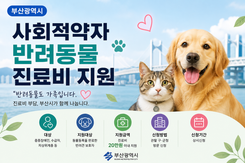 사회적약자 반려동물 진료비 지원, 부산에서 반려견 키운다면 꼭 확인해요