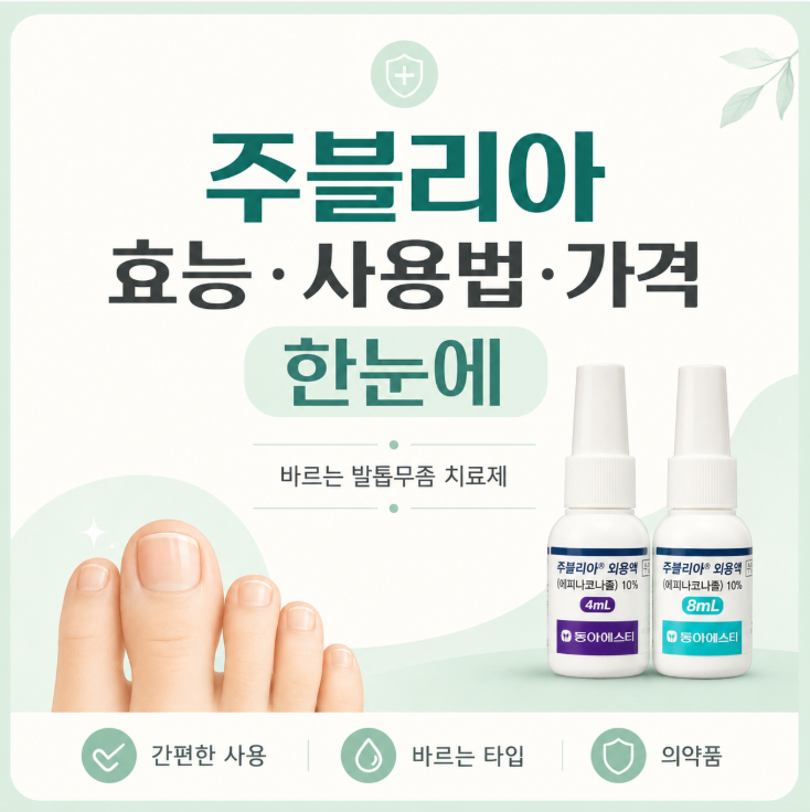 주블리아 효능,사용법,가격 한눈에 바르는 발톱무좀 치료제