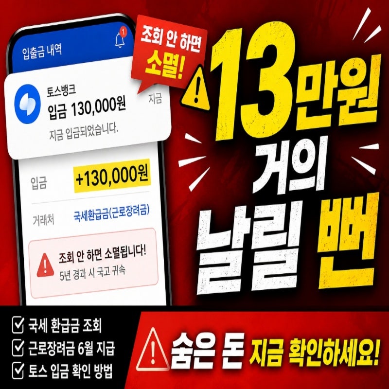 센타입금 국세청이 보낸 13만 원 본인만 모릅니다
