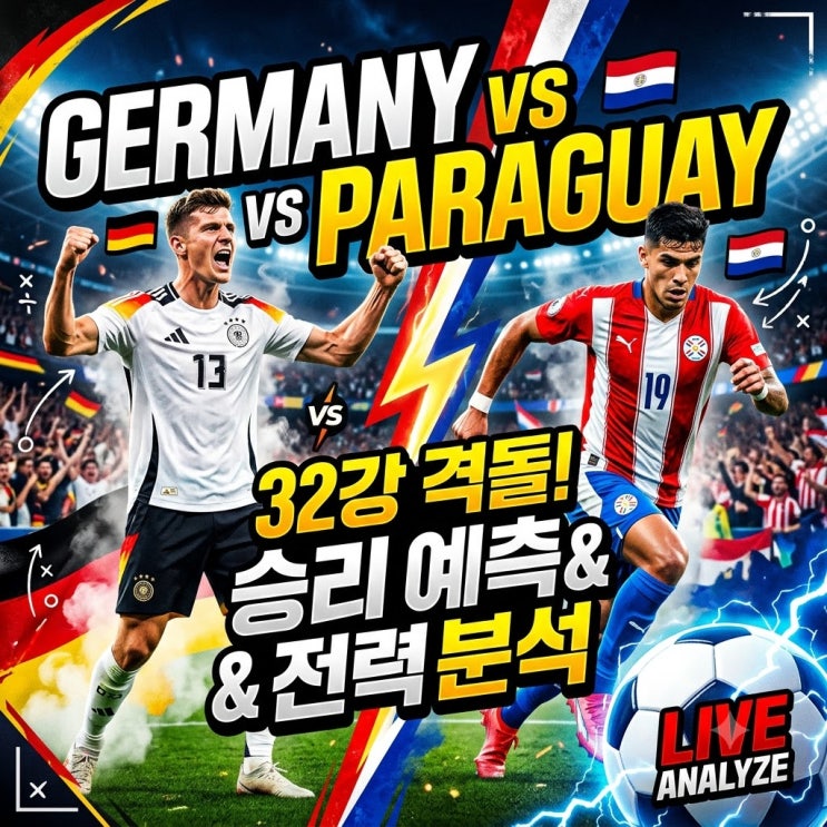 <b>독일</b> 파라과이 <b>축구</b> 32강 예측, 전차군단 vs 남미의 복병 전력... 