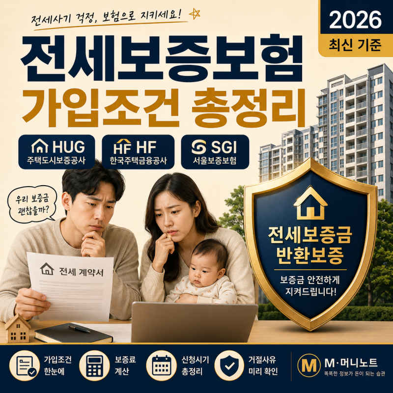 전세보증보험 가입조건 2026｜HUG·HF·SGI 차이와 신청시기