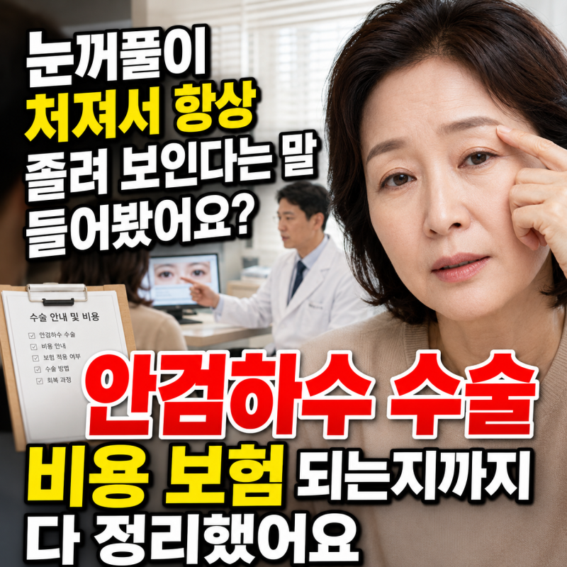 눈꺼풀이 처져서 항상 졸려 보인다는 말들어봤어요 안검하수 수술 비용보험 되는지까지 다 ....