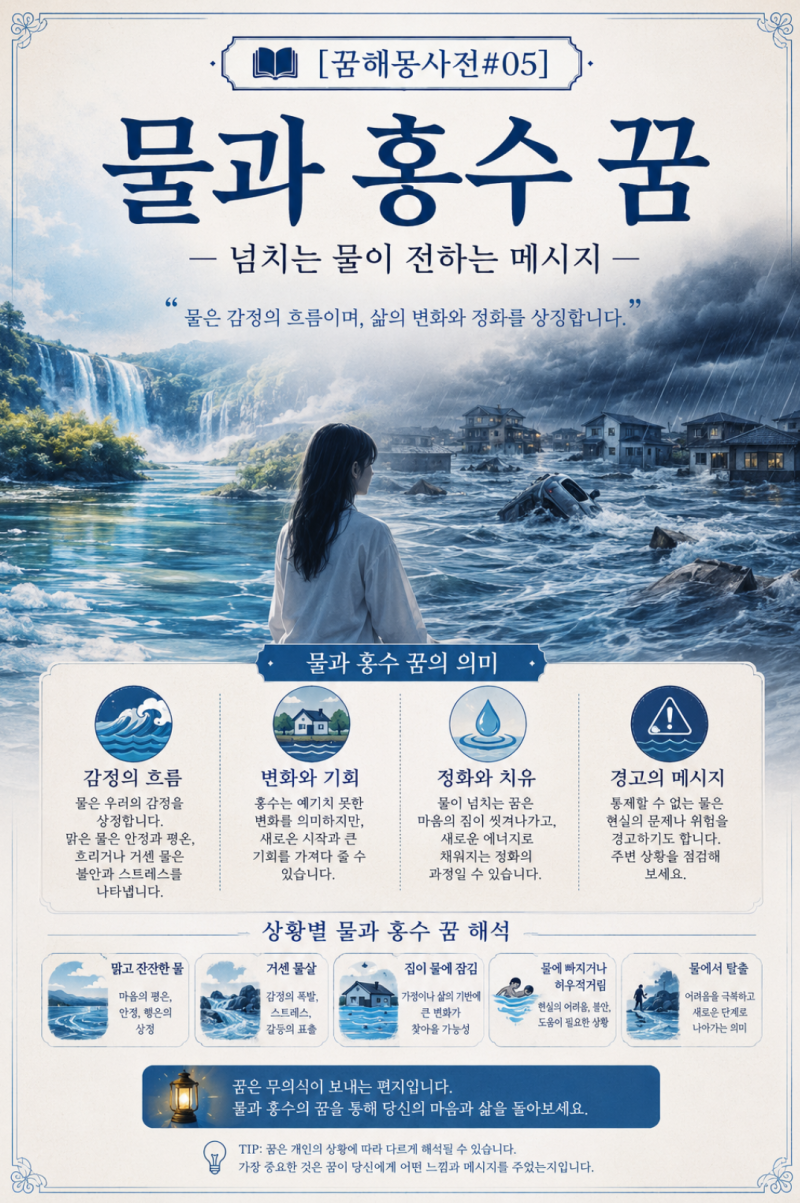 [꿈해몽사전#05] 물과 홍수 꿈 — 넘치는 물이 전하는 메시지