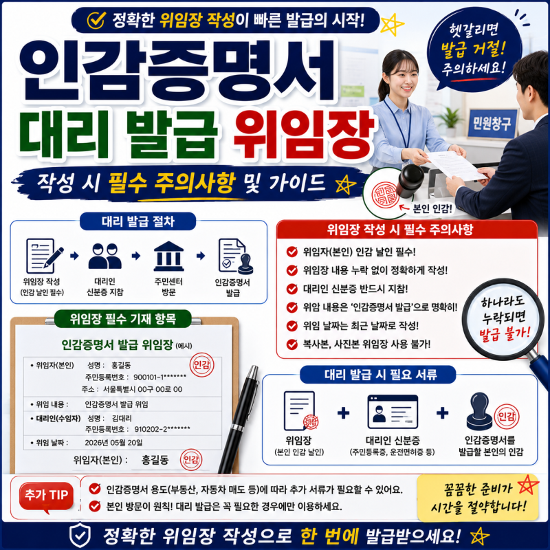 [법적 효력의 시작!] "위임장, 잘못 쓰면 큰일나요!" 인감증명서 대리 발급 위임장 작성 시 필....
