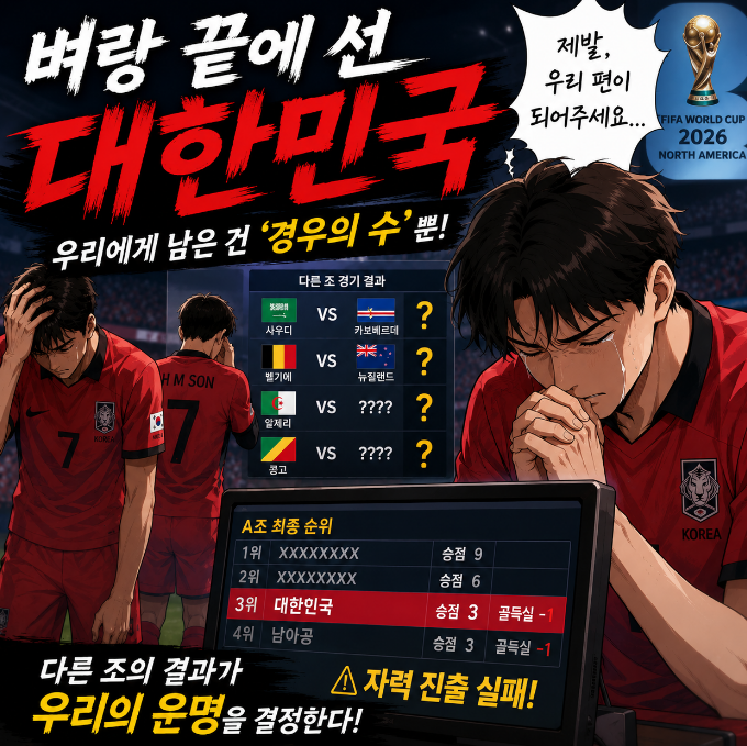 <b>월드컵 조 3위</b> 실시간 <b>순위</b>, 대한민국 32강 가능성은?