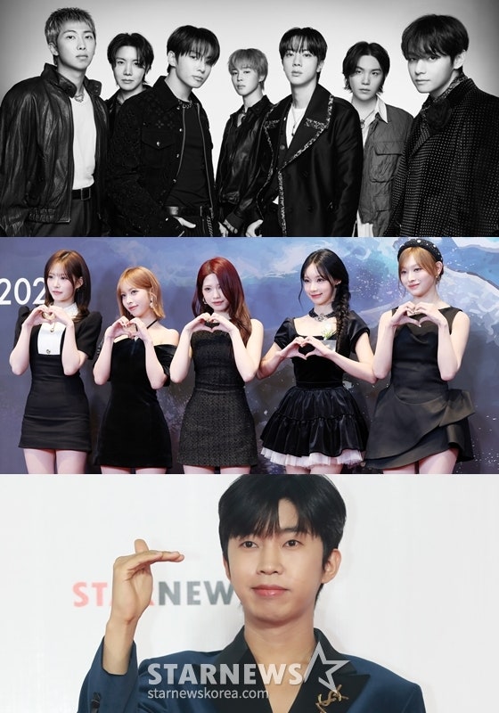 1위 방탄소년단, 2위 리센느, 3위 임영웅