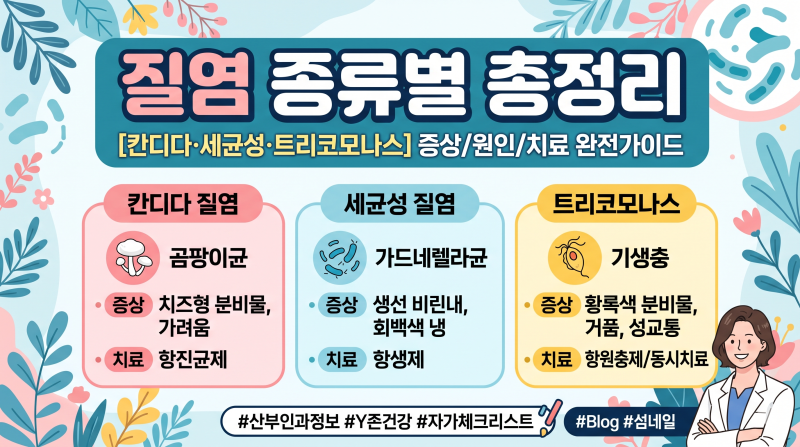 [질염 종류별 총정리] 칸디다·세균성·트리코모나스 질염냉 특징부터 올바른 질염약 치료 가....