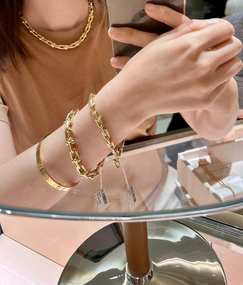 [티파니앤코]♥하드웨어 미듐 스몰 시착 후기♥목걸이. 귀걸이. 팔찌 tiffany&co♥