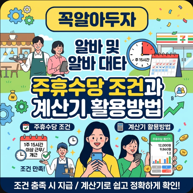 알바 및 알바 대타 주휴수당 조건과 계산기 활용방법까지 '꼭알아두자'