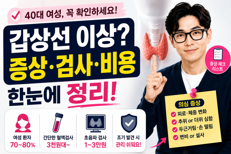 갑상선 기능 저하·항진 증상·검사 비용 — 40대 여성이 지금 확인해야 할 이유 정리했어요