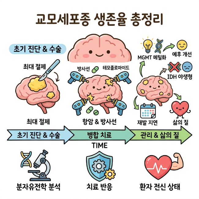 교모세포종 생존율 총정리｜예후와 생존율을 결정하는 핵심 구조