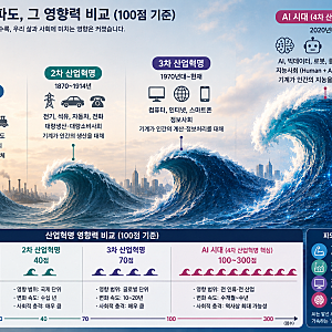 1·2·3차 산업혁명과 AI 시대(4차) 영향력 비교