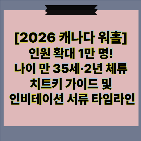 [2026 캐나다 워홀] 인원 확대 1만 명! 나이 만 35세·2년 체류 치트키 가이드 및 인비테이션 서....