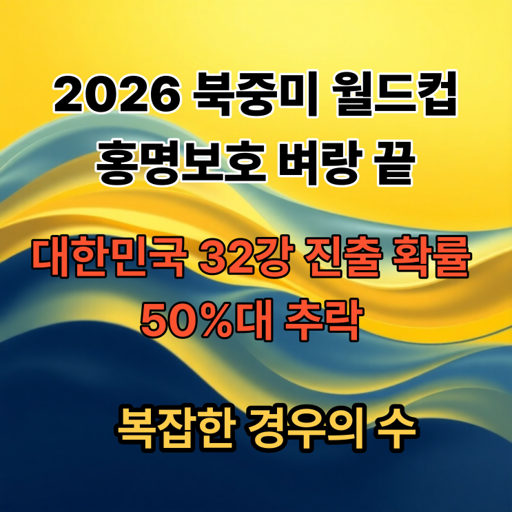  <b>홍명보호</b> 벼랑 끝! 한국 월드컵 32강 진출 확률 50%대 <b>추락</b>... 