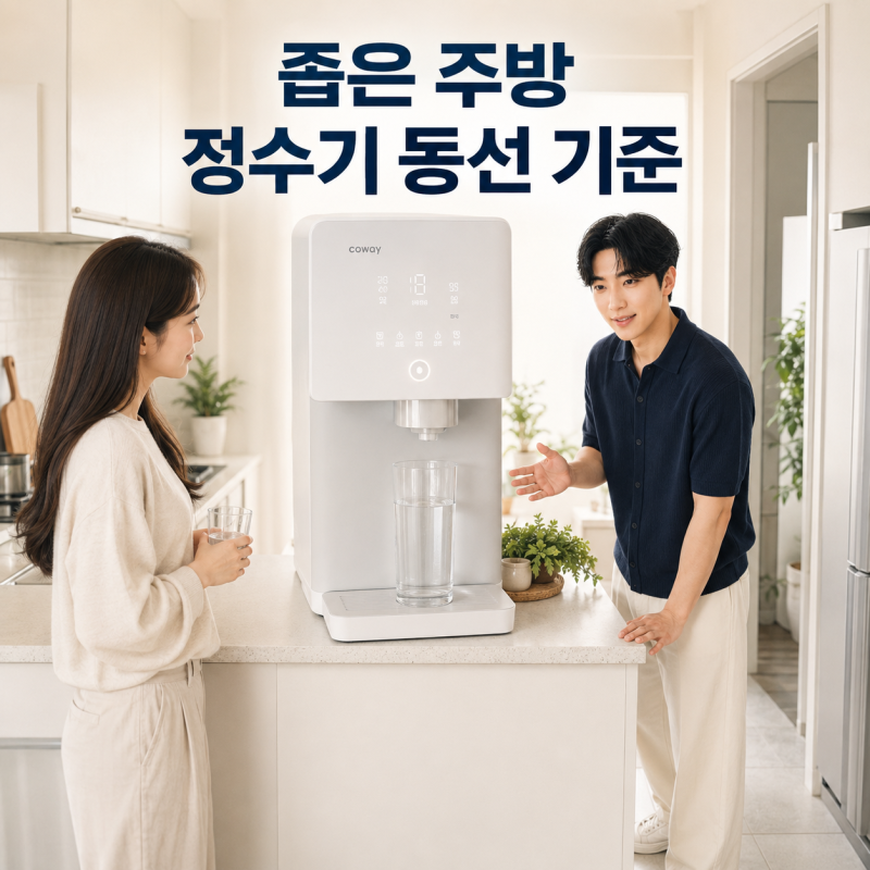코웨이 아이콘 정수기2 좁은 주방 설치, 공간 동선 확인 기준