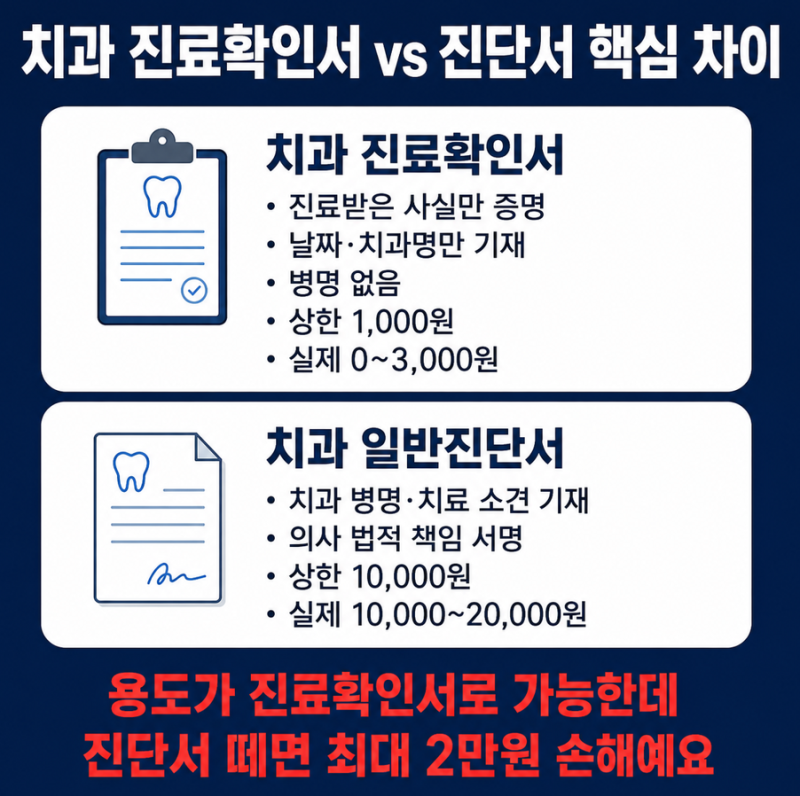치과 진료확인서 비용 진단서 대신 쓰면 1만원 아끼는 방법
