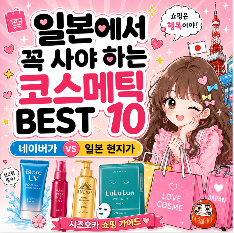 일본에서 꼭 사야 하는 코스메틱 베스트10 [ 네이버vs현지가격]